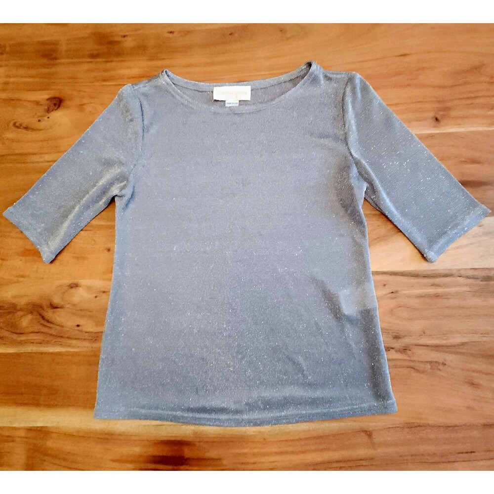 ​Vintage 90s Scott McClintock Womens Silver Metallic Shimmer Top Small
